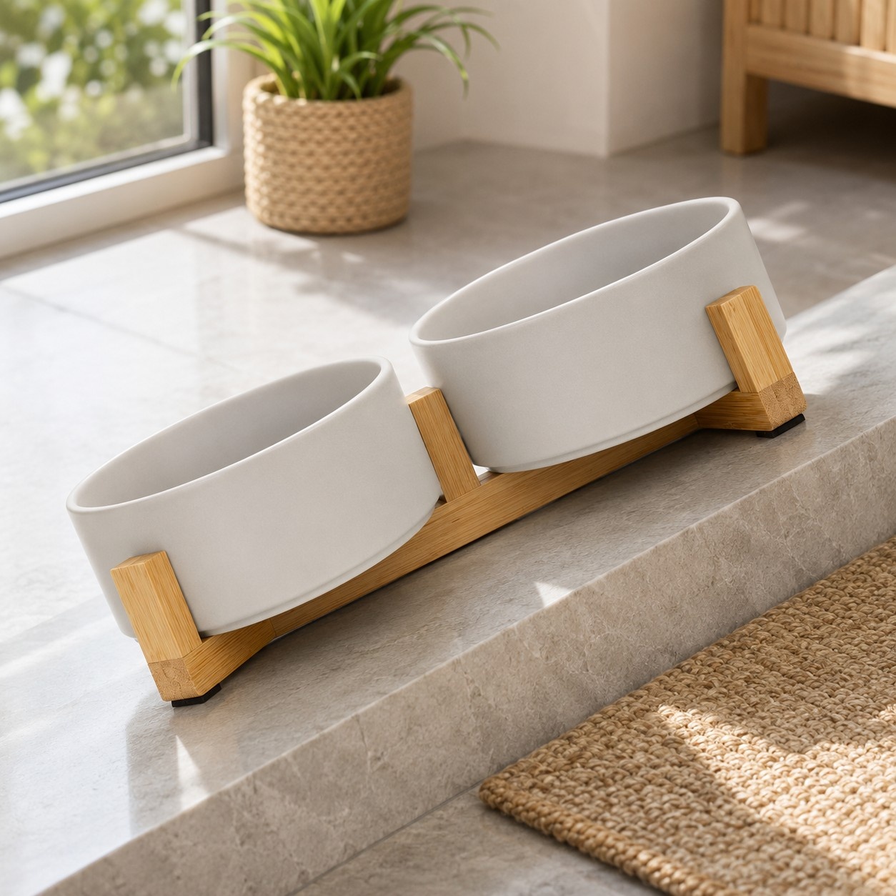 Ceramic Food and Water Bowl Set